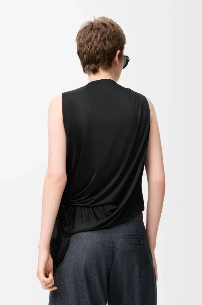 Top drapeado en viscosa negro Top drapeado en viscosa negro