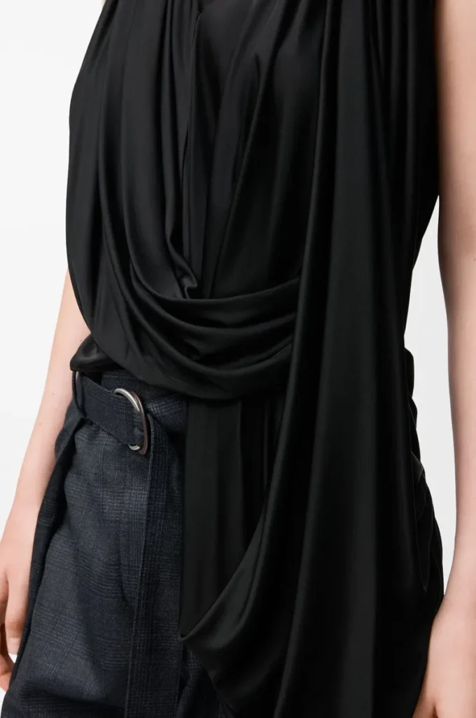 Top drapeado en viscosa negro Top drapeado en viscosa negro
