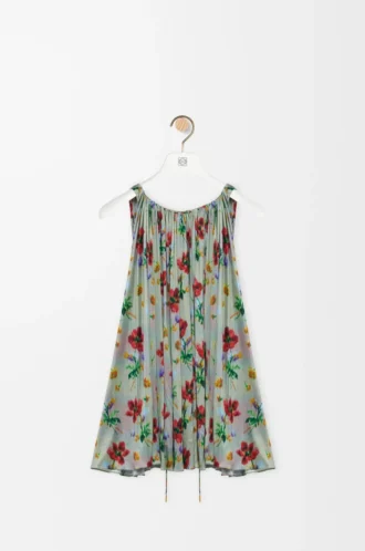Top halter de viscosa verde/rojo