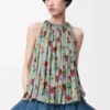 Top halter de viscosa verde/rojo Top halter de viscosa verde/rojo