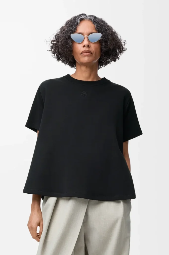 Top trapecio en mezcla de algodón Negro Top trapecio en mezcla de algodón Negro