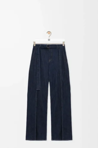 Vaqueros con cinturón en denim azul índigo