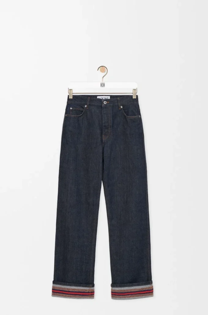 Vaqueros con vuelta en denim Denim crudo/azul