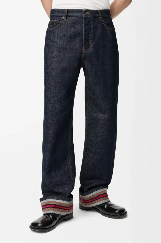 Vaqueros con vuelta en denim Denim crudo/azul