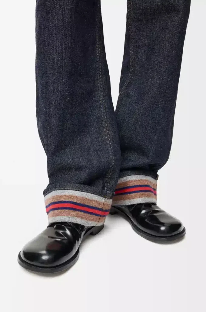 Vaqueros con vuelta en denim Denim crudo/azul