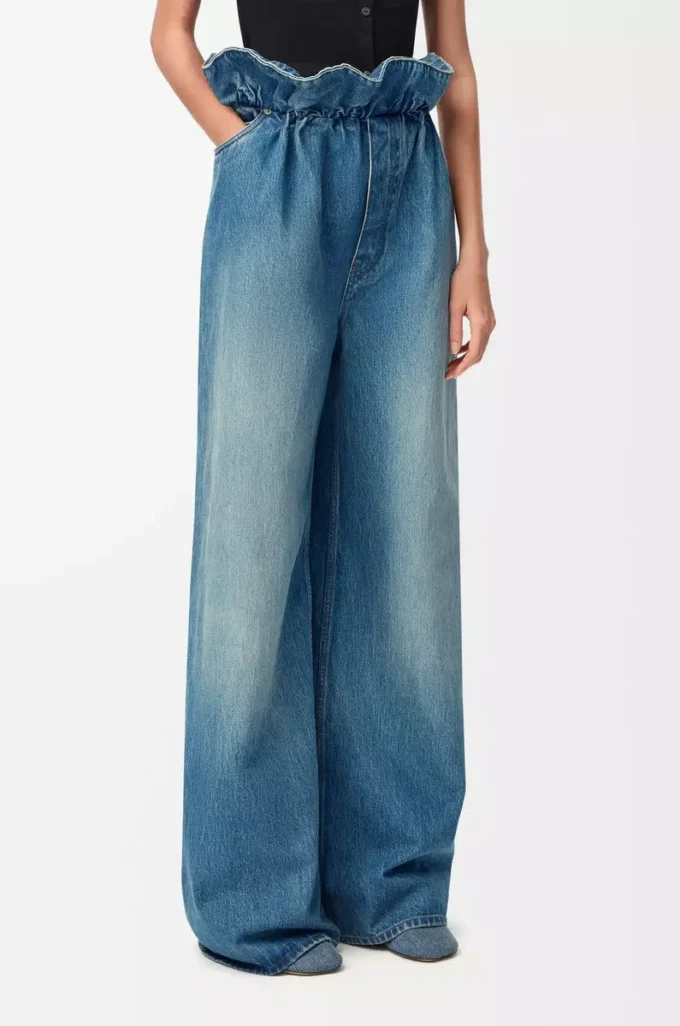 Vaqueros flamencos en denim azul denim