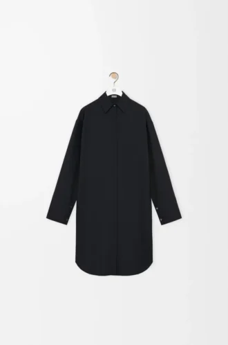 Vestido camisero de seda negro