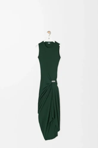 Vestido camiseta de algodón verde oscuro
