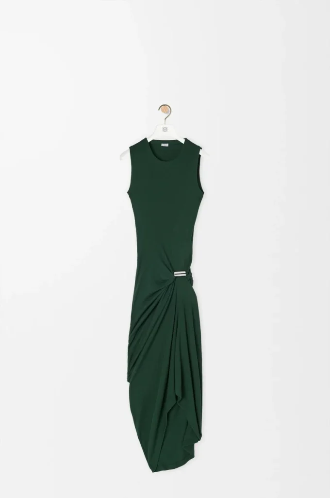 Vestido camiseta de algodón verde oscuro Vestido camiseta de algodón verde oscuro
