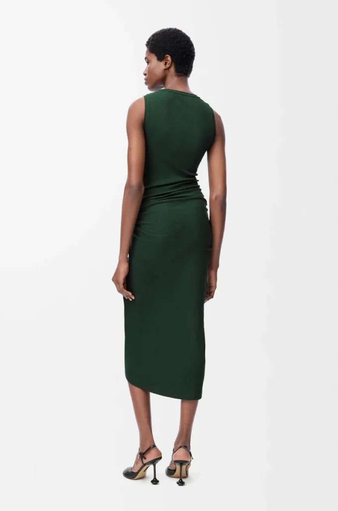 Vestido camiseta de algodón verde oscuro Vestido camiseta de algodón verde oscuro