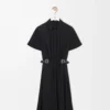 Vestido con cinturón de viscosa elástica negro Vestido con cinturón de viscosa elástica negro