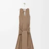 Vestido cruzado de algodón Beige Vestido cruzado de algodón Beige