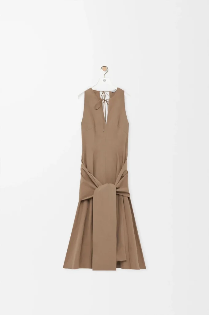 Vestido cruzado de algodón Beige Vestido cruzado de algodón Beige