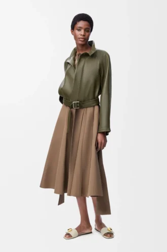 Vestido cruzado de algodón Beige