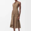 Vestido cruzado de algodón Beige Vestido cruzado de algodón Beige