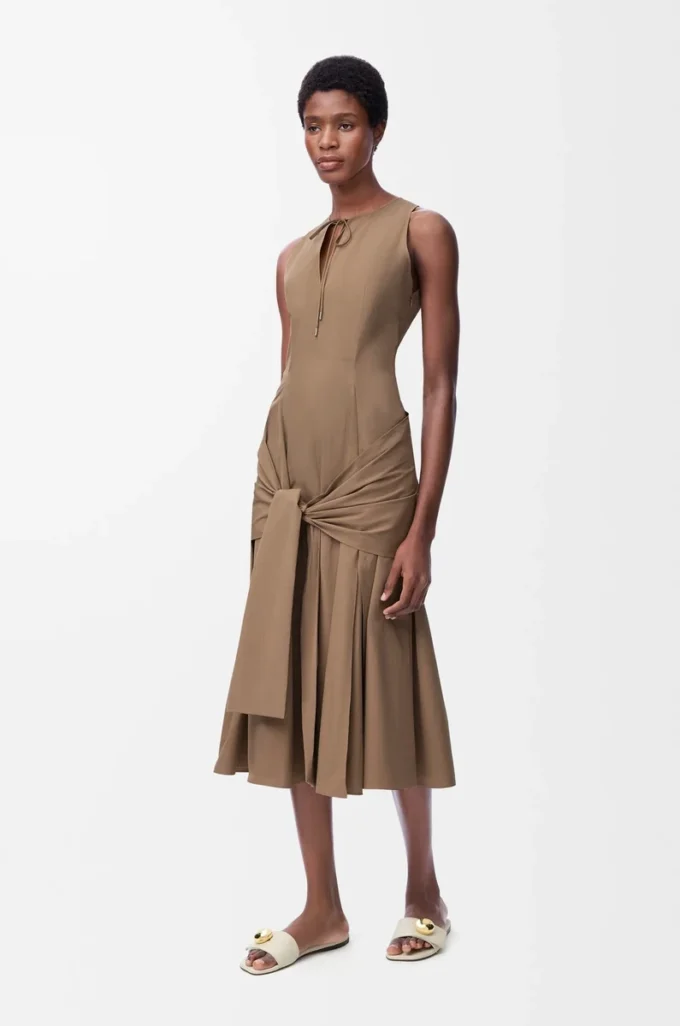 Vestido cruzado de algodón Beige Vestido cruzado de algodón Beige