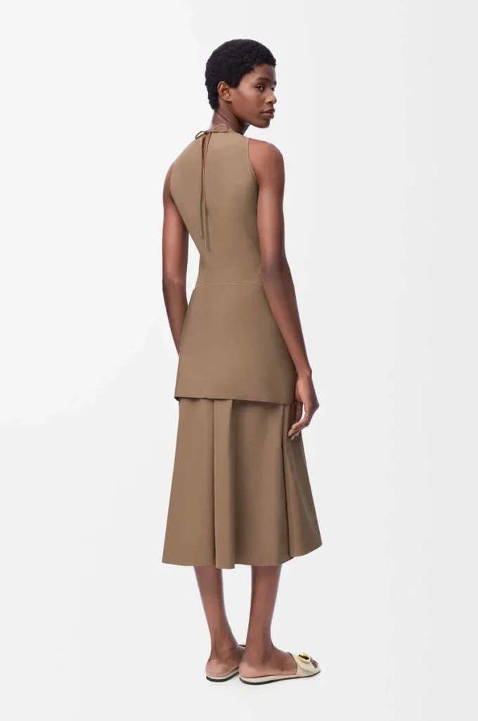 Vestido cruzado de algodón Beige Vestido cruzado de algodón Beige
