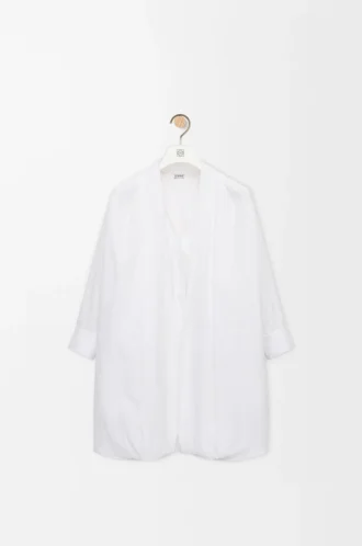 Vestido drapeado de algodón blanco