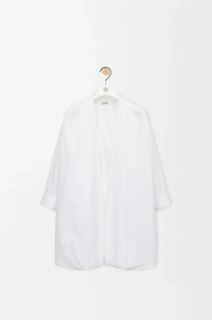Vestido drapeado de algodón blanco Vestido drapeado de algodón blanco
