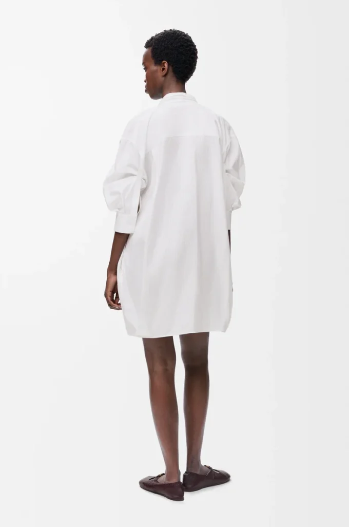 Vestido drapeado de algodón blanco Vestido drapeado de algodón blanco