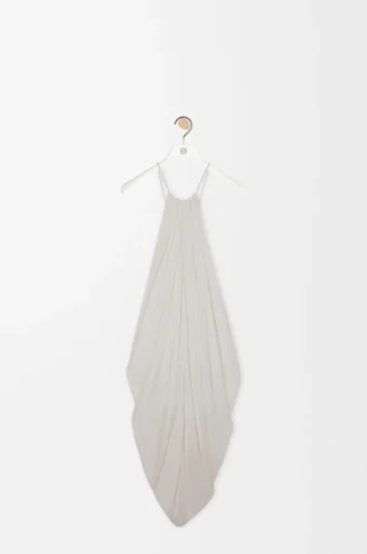 Vestido drapeado de seda blanco