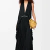Vestido drapeado de seda negro Vestido drapeado de seda negro