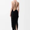 Vestido drapeado de seda negro Vestido drapeado de seda negro