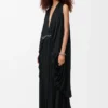 Vestido drapeado de seda negro Vestido drapeado de seda negro