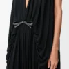 Vestido drapeado de seda negro Vestido drapeado de seda negro