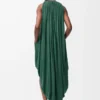 Vestido drapeado de seda verde Vestido drapeado de seda verde
