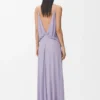 Vestido drapeado de viscosa Lila Vestido drapeado de viscosa Lila