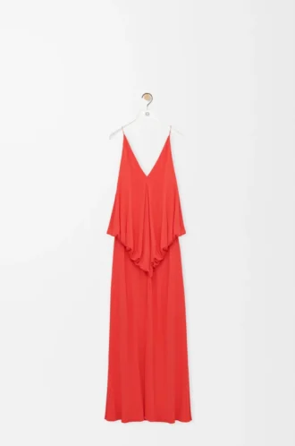 Vestido drapeado de viscosa Naranja
