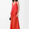 Vestido drapeado de viscosa Naranja Vestido drapeado de viscosa Naranja