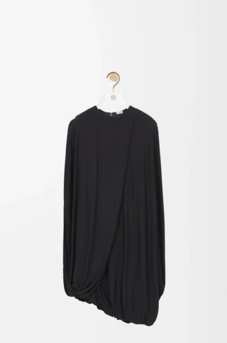 Vestido drapeado de viscosa Negro