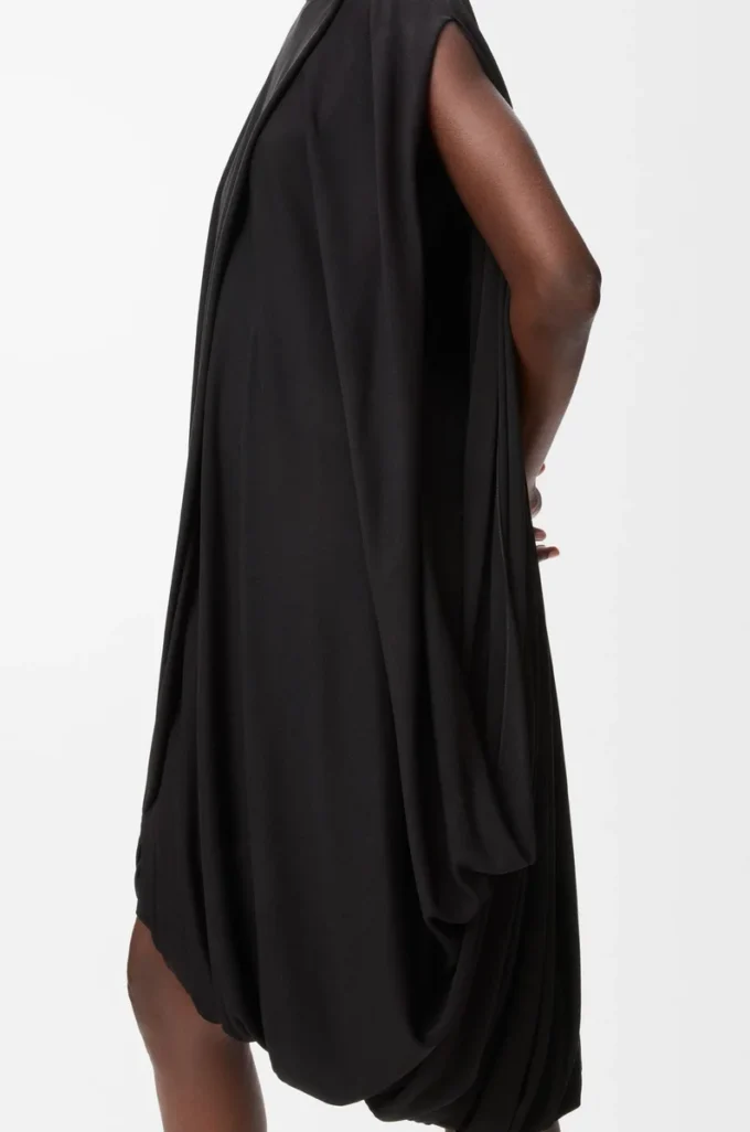 Vestido drapeado de viscosa Negro Vestido drapeado de viscosa Negro