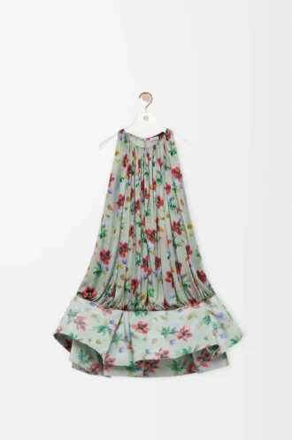 Vestido flamenco de viscosa verde/rojo