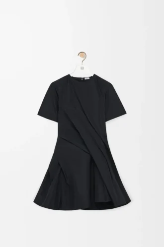 Vestido retorcido de tafetán de mezcla de seda Negro