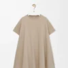 Vestido trapecio de mezcla de algodón Beige Vestido trapecio de mezcla de algodón Beige
