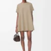 Vestido trapecio de mezcla de algodón Beige Vestido trapecio de mezcla de algodón Beige