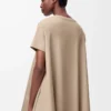 Vestido trapecio de mezcla de algodón Beige Vestido trapecio de mezcla de algodón Beige
