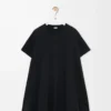 Vestido trapecio en mezcla de algodón Negro Vestido trapecio en mezcla de algodón Negro