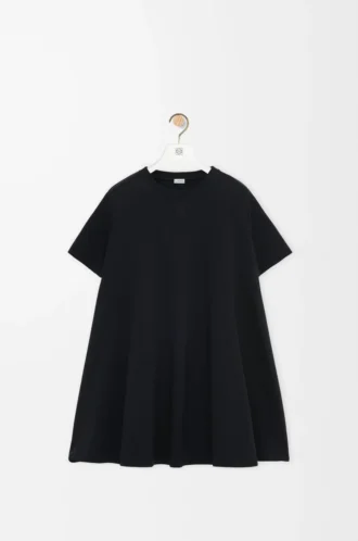 Vestido trapecio en mezcla de algodón Negro