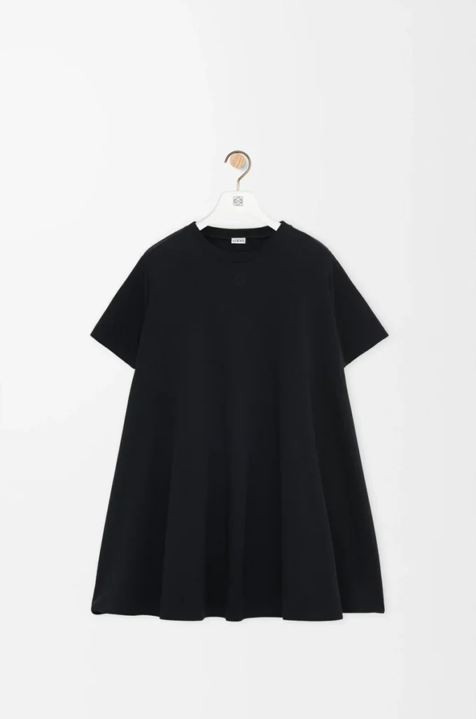 Vestido trapecio en mezcla de algodón Negro Vestido trapecio en mezcla de algodón Negro