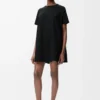 Vestido trapecio en mezcla de algodón Negro Vestido trapecio en mezcla de algodón Negro