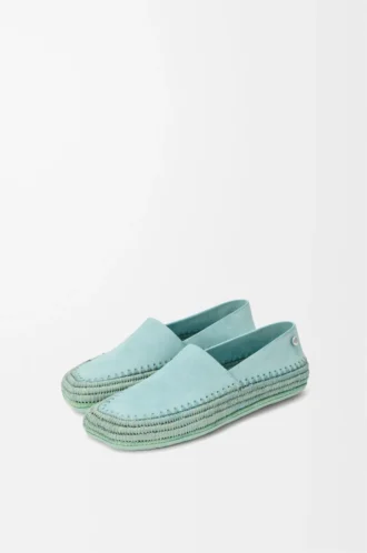 Zapatillas Rio de ante y rafia azul claro