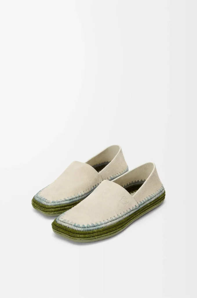 Zapatillas Rio de ante y rafia Gris claro