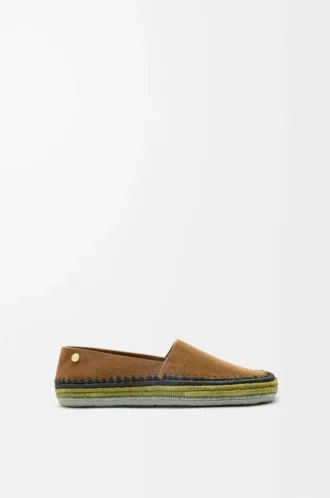 Zapatillas Rio de ante y rafia marrón