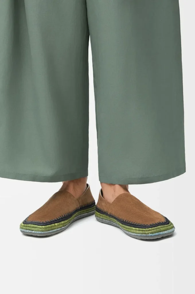 Zapatillas Rio de ante y rafia marrón