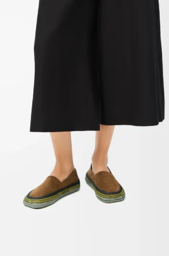 Zapatillas Rio de ante y rafia marrón