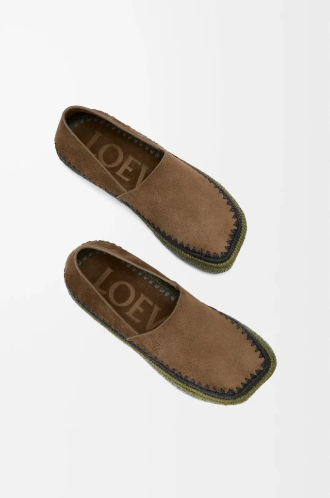 Zapatillas Rio de ante y rafia marrón